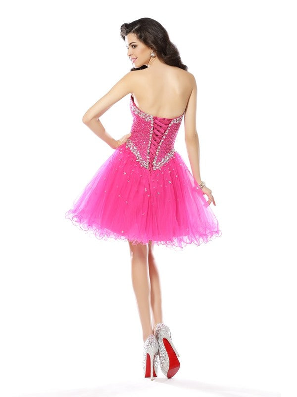 Wholesale A-Line/Princess Sweetheart Beading Sleeveless Short Tulle Cocktail Dresses